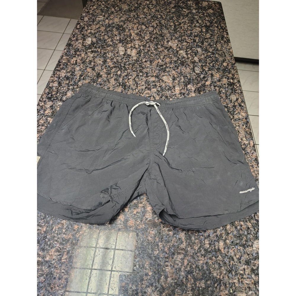 Maamgic Mens Swim Trunks Charcoal Gray Mesh Lined Quick Dry Shorts Size XL